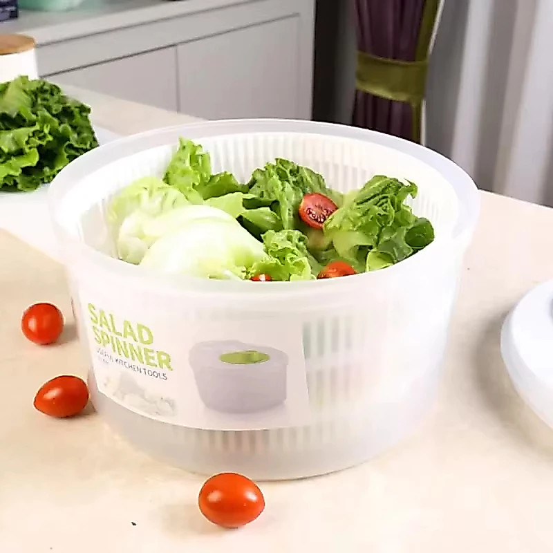 Alat Salad Spinner Pengering Pembersih Sayuran Salad Kotak Preparation  Organizer Kulkas Saringan Pemisah Pemutar Putar Filter Air Sayur Kacang Biji Keranjang Buah Dapur Usefull Kitchen Tools Tirisan Minyak Gorengan 3L 3 Liter Mixer Vegetable