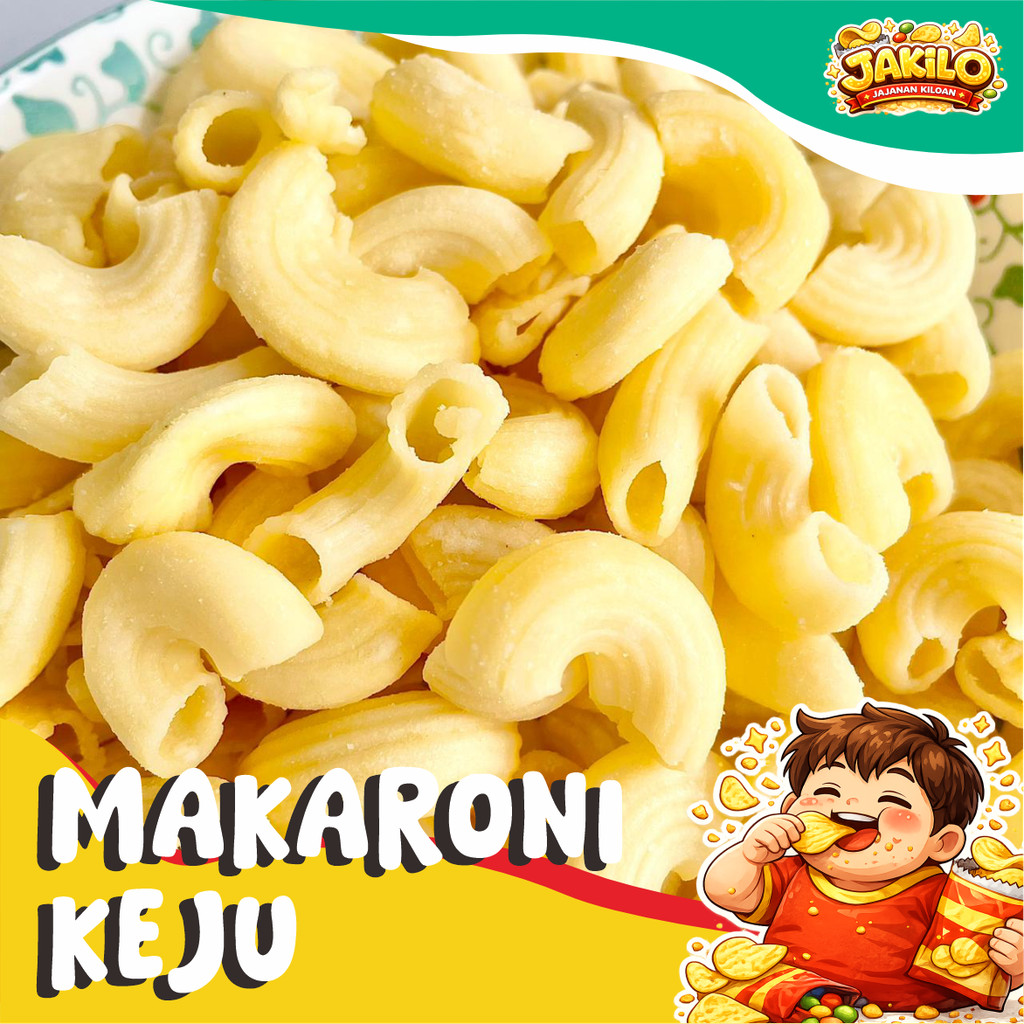Makaroni Keju Renyah 200gr Makroni Premium Makju Keju Kraft Cheddar Gurih - JAKILO Jajanan Kiloan
