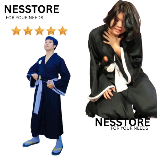Costum kimono hakama bleach black ichigo kurosaki costum jepang tradisional pria/wanita