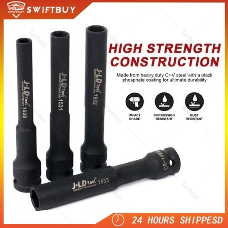 JLD 1/2" Mata Kunci Shock Extra Panjang 130mm Impact Kunci Socket Impact sok Impact wrench Mata