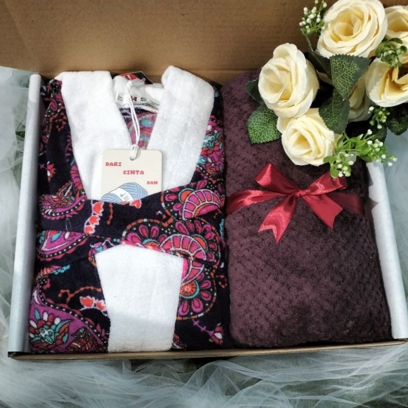 Terbaru (oke_baby)kado pernikahan kimono couple/Hampers wedding / Hampers Handuk Kimono Mandi / Sese
