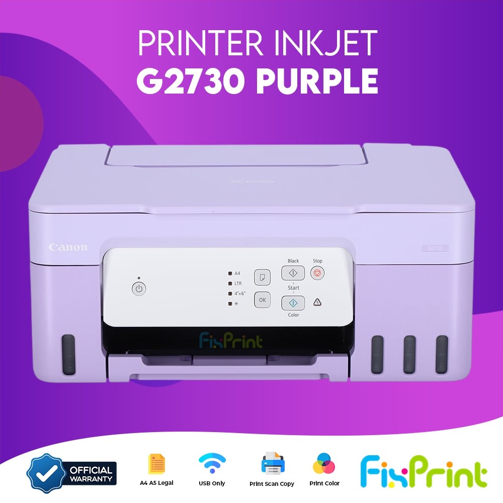 FixPrint Printer MegaTank PIXMA Canon G1010 G1730 G2730 Purple Black - G2730 Print Scan Copy Garansi