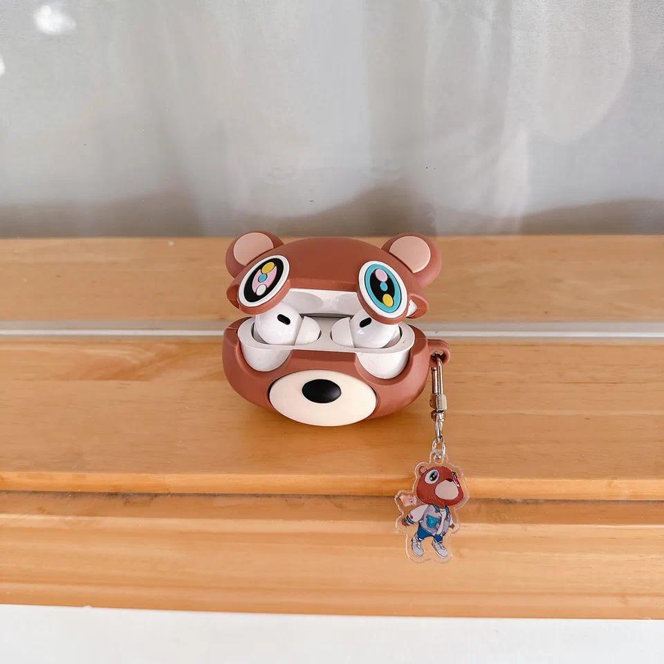 For AirPods 4 Case 3D Kawaii Kanye Dropout Bear Teddy Bear Creative Earphone Case for AirPods Pro2 1