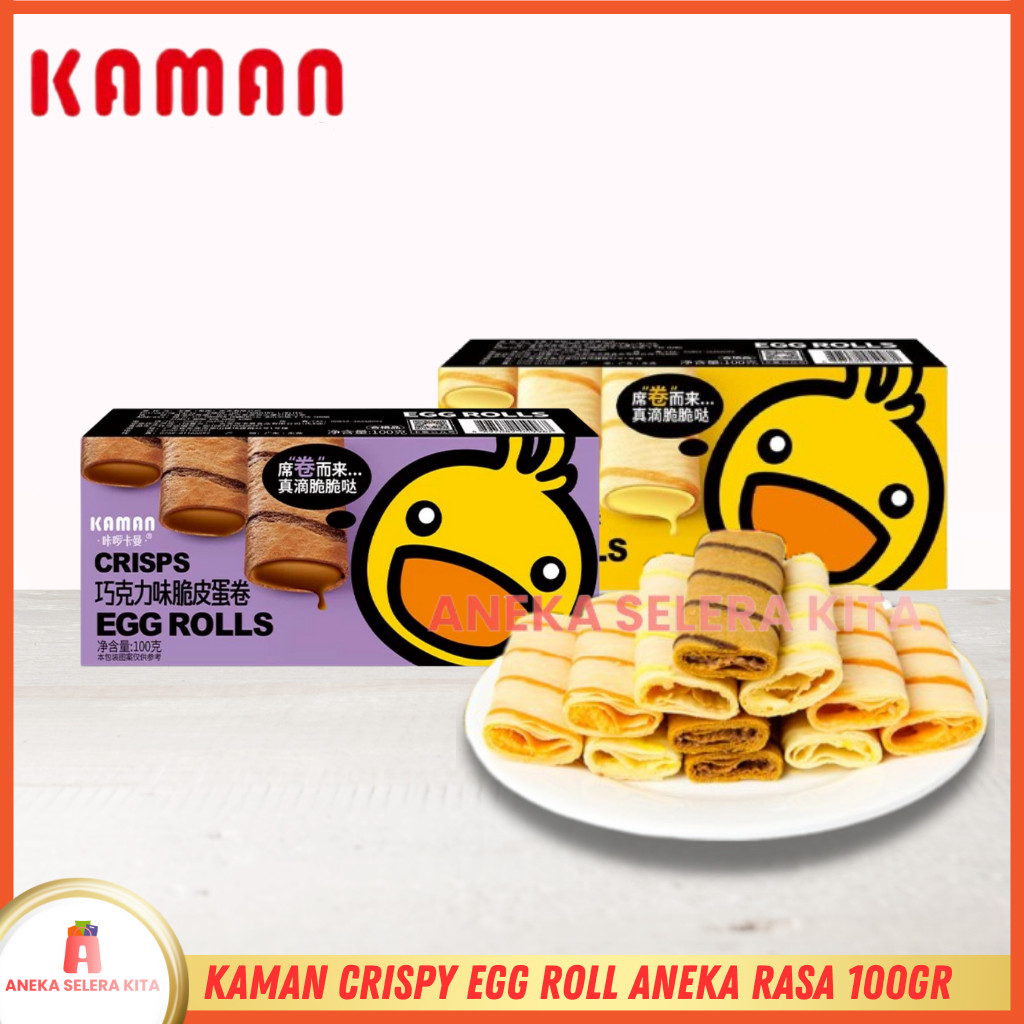 Kaman Crispy Egg Roll Bebek Rasa Salted Egg, Cheese & Durian / Makanan Ringan Semprong 100gr