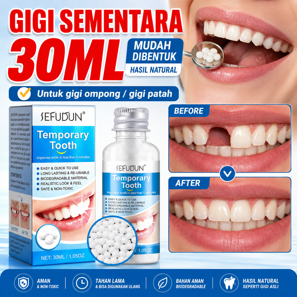 Tambal Gigi Sendiri di Rumah – SEFUDUN 30g | Penambal Gigi Bolong, Gigi Copot, Gigi Sementara