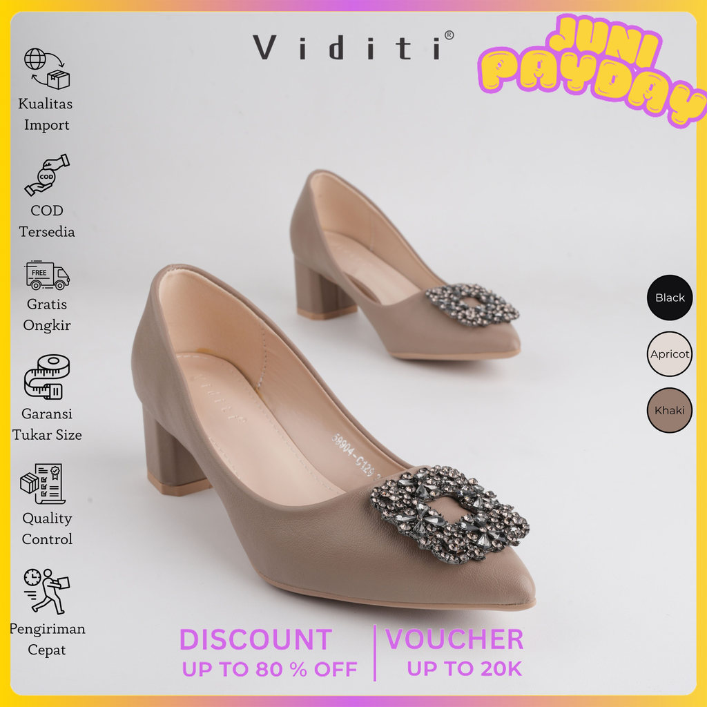Viditi Crystal Block Heels 4 cm | Sepatu Import Wanita