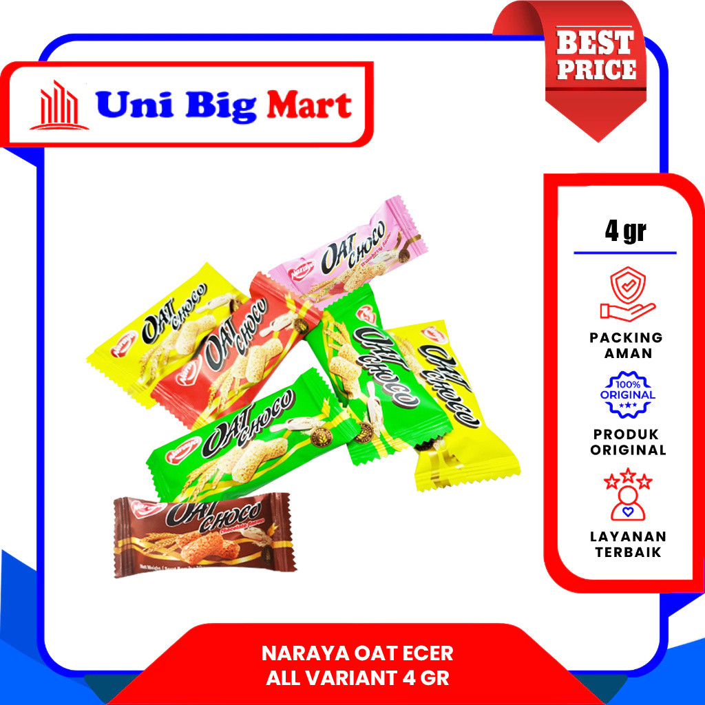 NARAYA OAT CHOCO ORIGINAL - CHOCOLATE - PANDAN - GREEN TEA - SWEEET POTATO - STRAWBERRY - 4 gr ECER