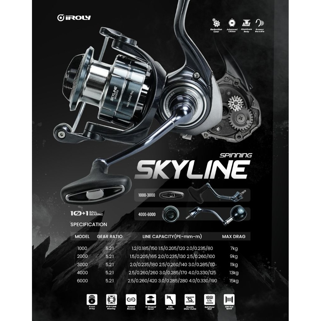 Reel IROLY NEW SKYLINE / GHOST MAMBA METAL FOOT 1000 2000 3000 4000 6000