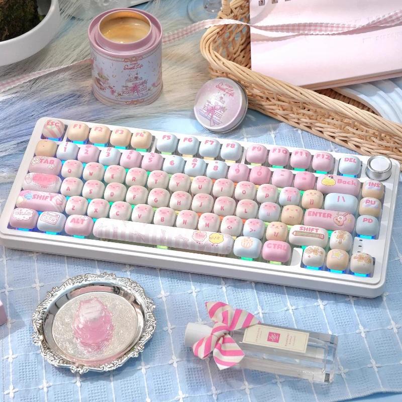 140 Keys Cute MOG Keycaps PBT Keys Gift for Girl Cute MOG Sublimation Meanical Keyboard for Made68 M
