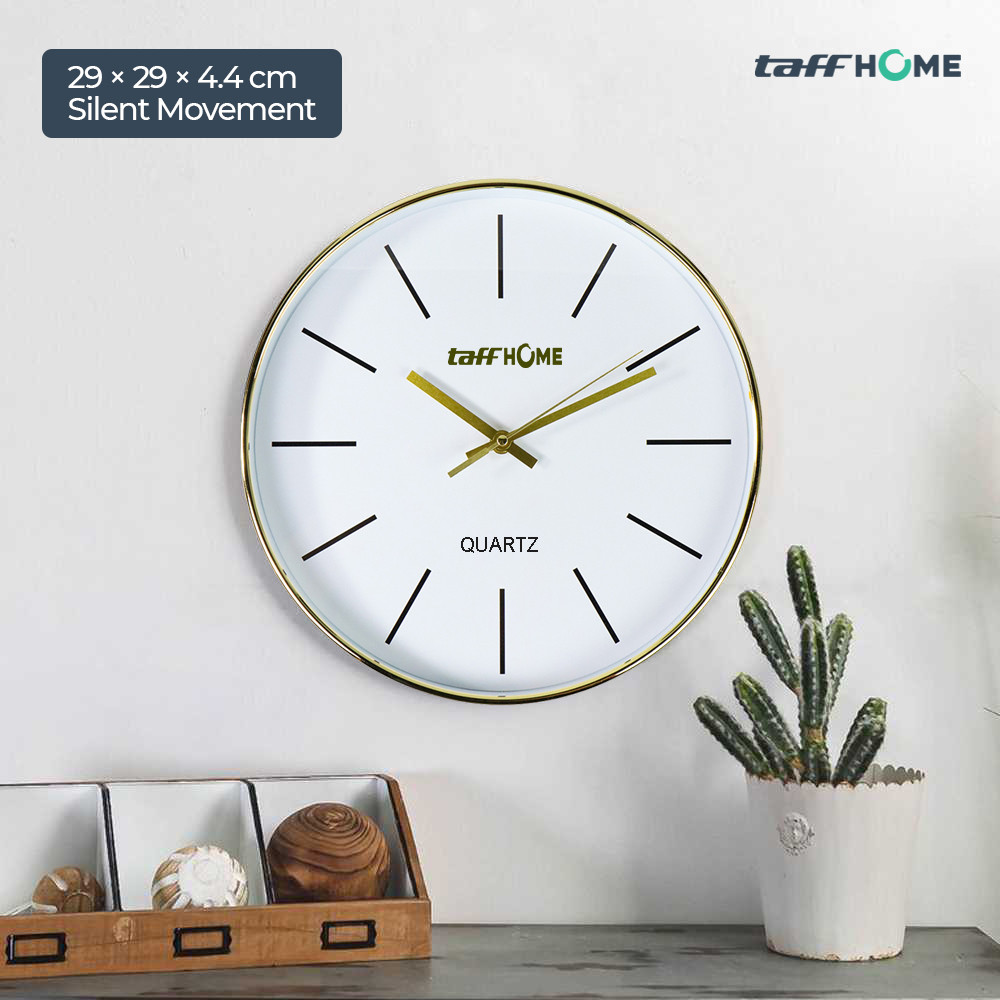 TaffHOME Jam Dinding Bulat Silent Movement Quartz Model Modern 29cm - H6589 -001