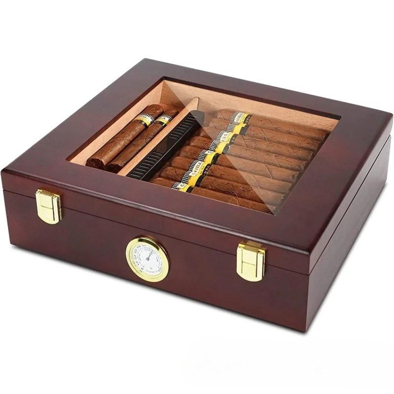 Cigar Humidor Box Cigar Case with Humidifier and Hygrometer, Cedar Wood Cigar Box with Divider, Ciga