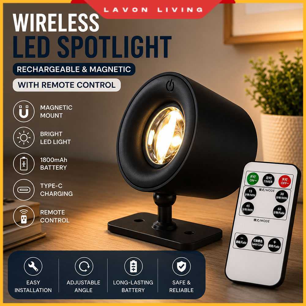 Lampu Baca Magnetik Wireless Led Spotlight Rechargeable 1800mAh - JG001