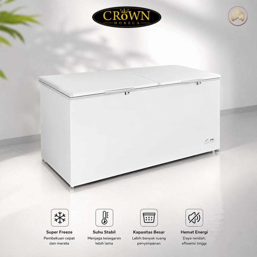 CROWN Chest Freezer BD-550 550 Liter Freezer Box Kulkas Beku Kapasitas Besar untuk Usaha Frozen Food