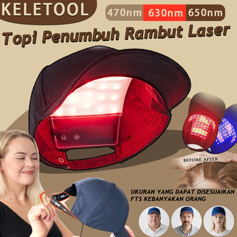 Instrumen Cahaya Inframerah Terapi Red Light Cap Topi Laser LED Merah Biru Untuk Perawatan Rambut Ro