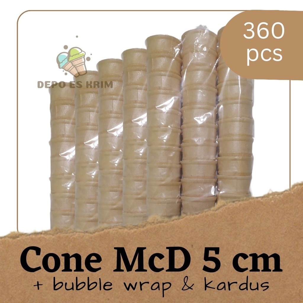 

Cone McD 5 cm 360 pcs GROSIR MURAH (Krupuk Es Krim Contong Opak Corong Ice Cream)