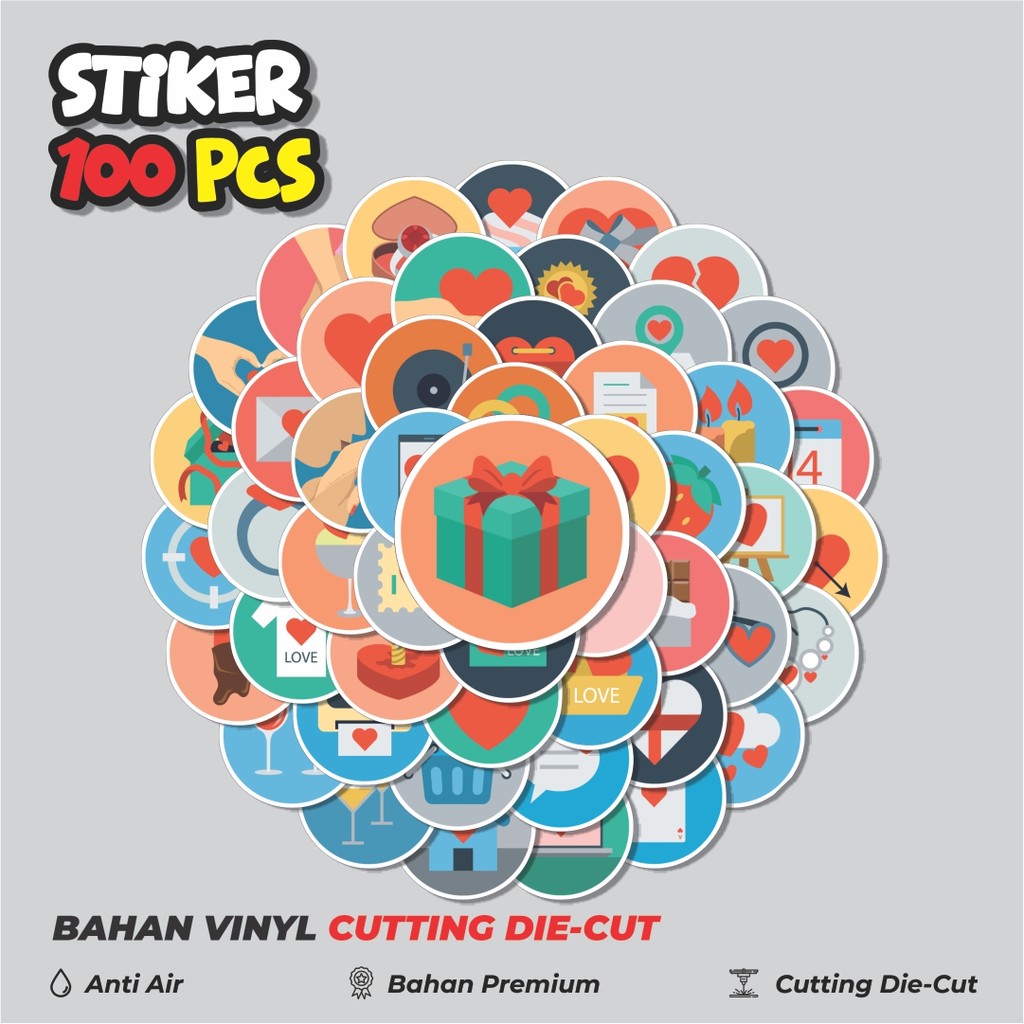 

Terbaru! 50 pcs Stiker Ikon Datar Love Romance Dekorasi Lucu Kreatif untuk Notebook, Skateboard, HP