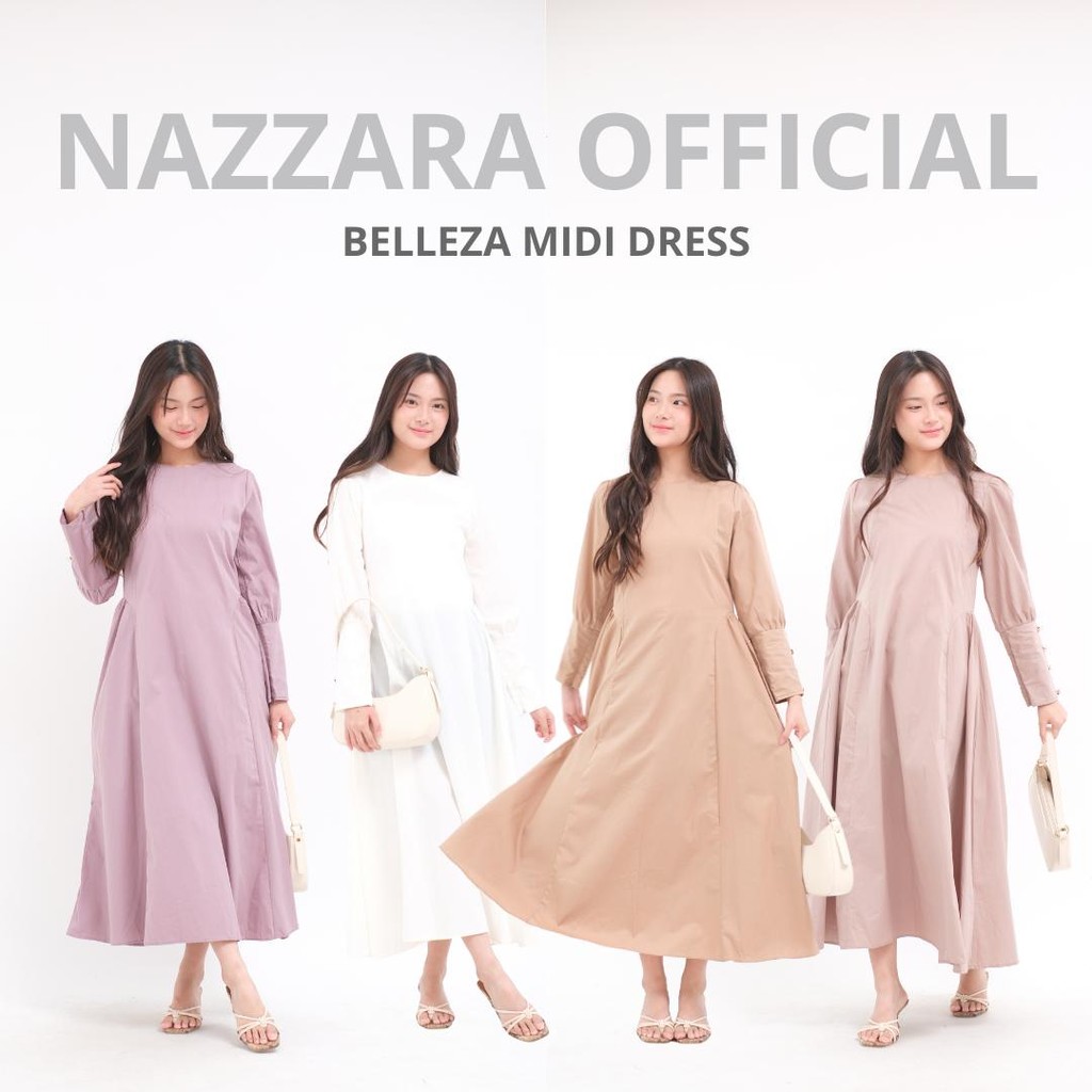 NAZZARA- BELLEZA MIDI DRESS / DRESS  Muslim Wanita Remaja Gamis Pesta