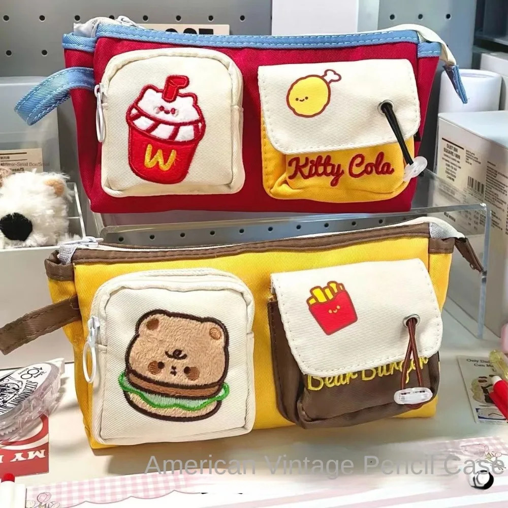 

[Artopia] Tepak Pensil Junk Food Lucu Pencil Case SMP SMA Muat Banyak Besar Kain Cola Burger