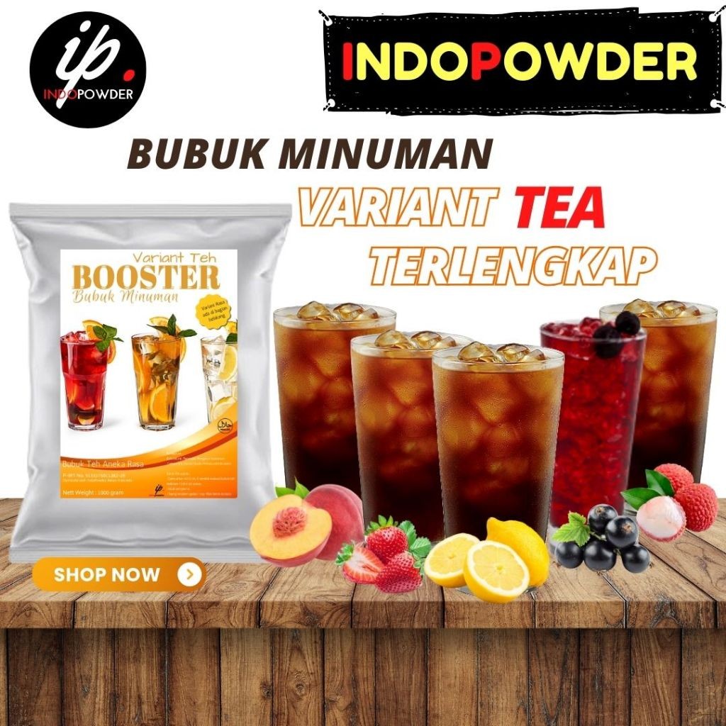 Indopowder - Bubuk Minuman ES TEH 1Kg  - Bubuk Teh/Tea untuk membuat minuman teh rasa-rasa