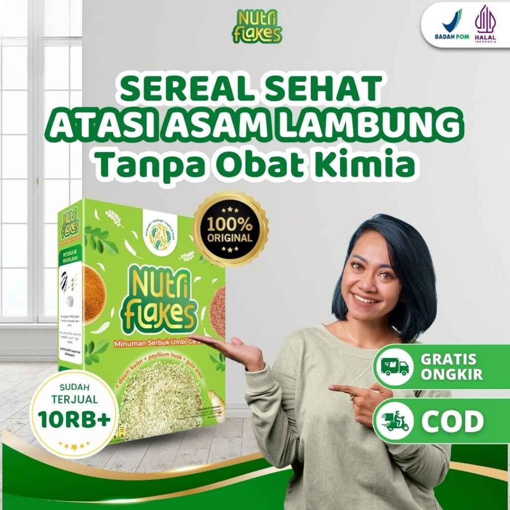 

[TERLARIS] Nutriflakes - Original 100%. Sereal Umbi Garut Ekstrak Daun Kelor. Suplemen Makanan Diet. Ampuh Atasi Asam Lambung, Gerd, dan Maag. Bantu Kontrol Kolesterol.