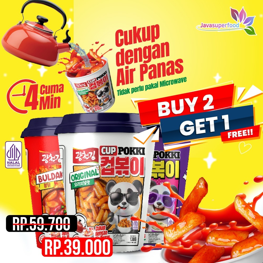 

(PROMO BUY 2 GET 1) CUP TOKPOKKI 130 GRAM / TTEOKPOKKI CUP / KOREAN SNACK / TOKPOKKI SIAP MAKAN / TOKPOKKI INSTAN HALAL