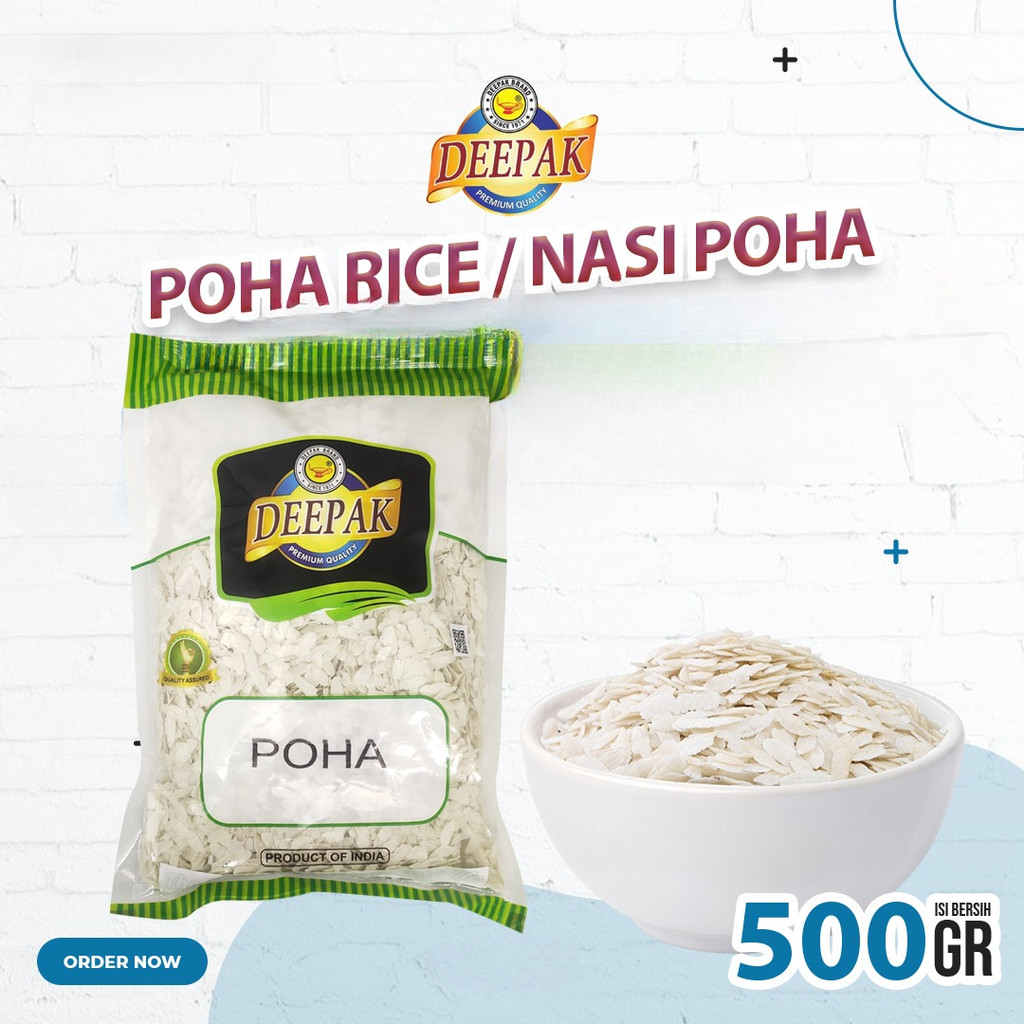 

Poha 500 gram / Rice Flakes / Flattened Rice Beras Geprek India/ Beras India Aval Avalakki Pooha