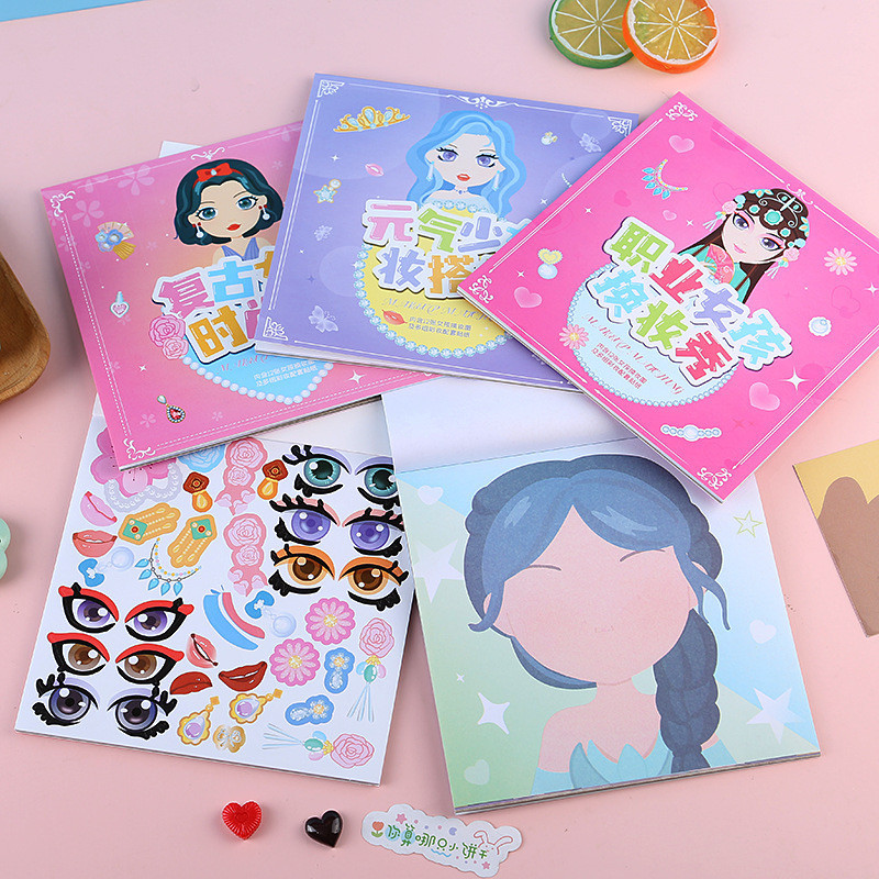 

RNL-W DIY STICKER Senmu Face Makeup Book For Kids mainan edukasi kreatif anak buku beauty salon fashion girl dress up princess
