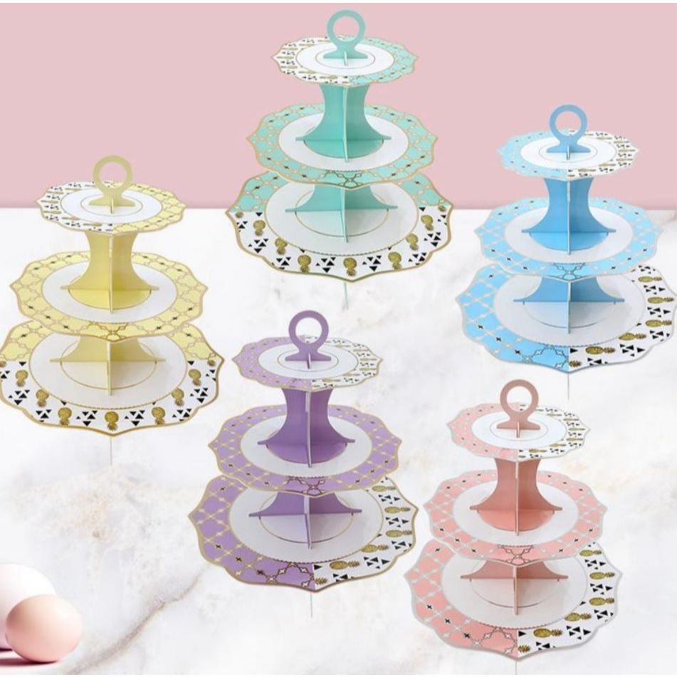 3 TIER CUPCAKE STANDING CAKE TEMPAT KUE SUSUN 3 TATAKAN JAJANAN DUPLEX PREMIUM