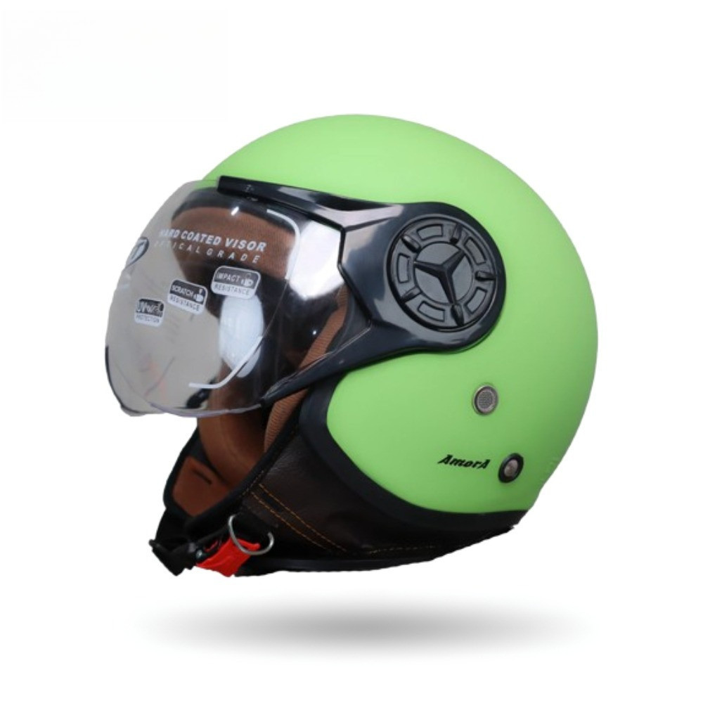 Helm Bogo Gift Amora Hijab Retro Hijau Dof - Helm Half Face Green Wanita Hijab Friendly sudah SNI