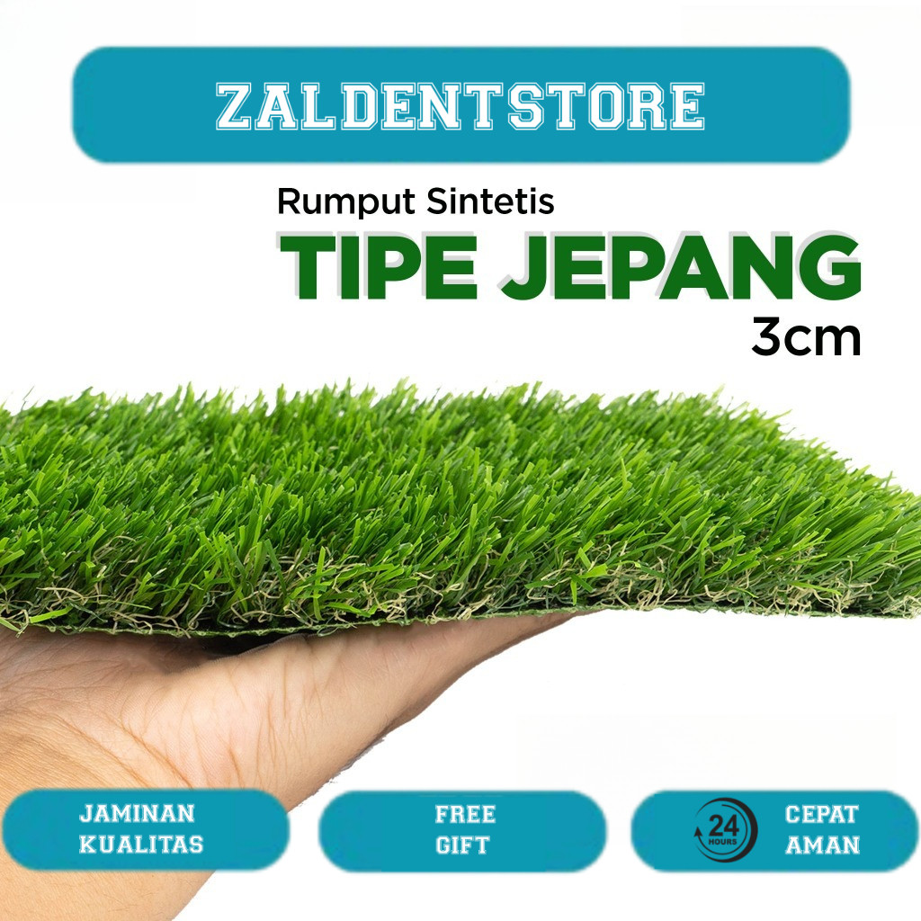 Rumput Sintetis Jepang 3cm Premium | Karpet Taman Dekor Outdoor Indoor | Aman Anak  Hewan | PerMeter