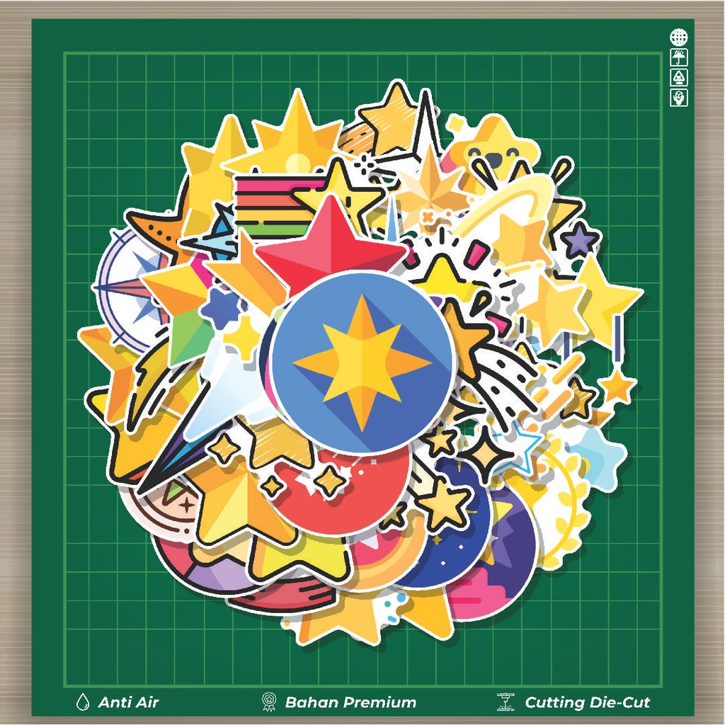 

HOT 50 PCS STIKER Stiker Bintang - Bintang [Star] Stiker Fashion Cars Decal Dingin Kartu Album Custom Vinyl Anti Air- Sticker Aesthetic Buku Journal Koper Casing HP Tablet Laptop Helm Motor Botol Minum