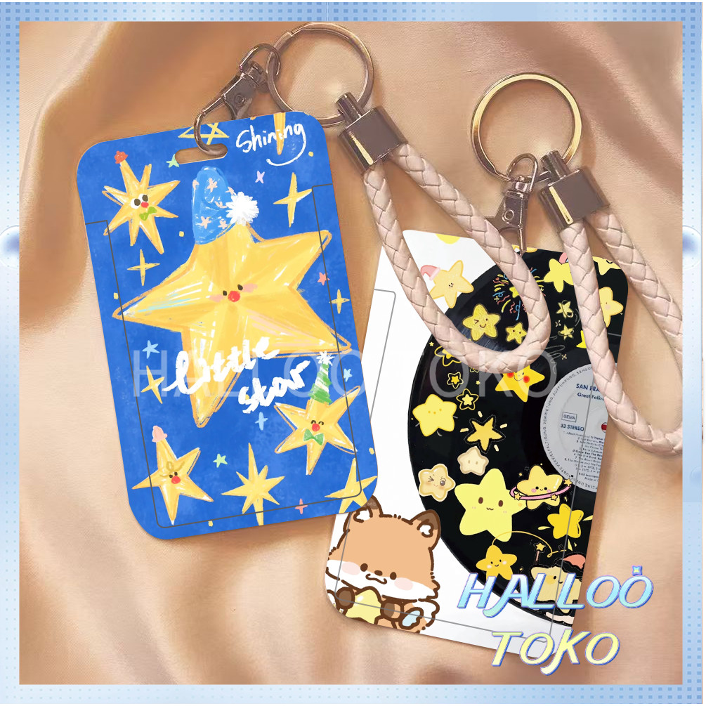 

ID CARD HOLDER MOTIF KAWAII TEMPAT KARTU PHOTOCARD PHOTO CARD Pelindung + Bintang Kartun Kecil