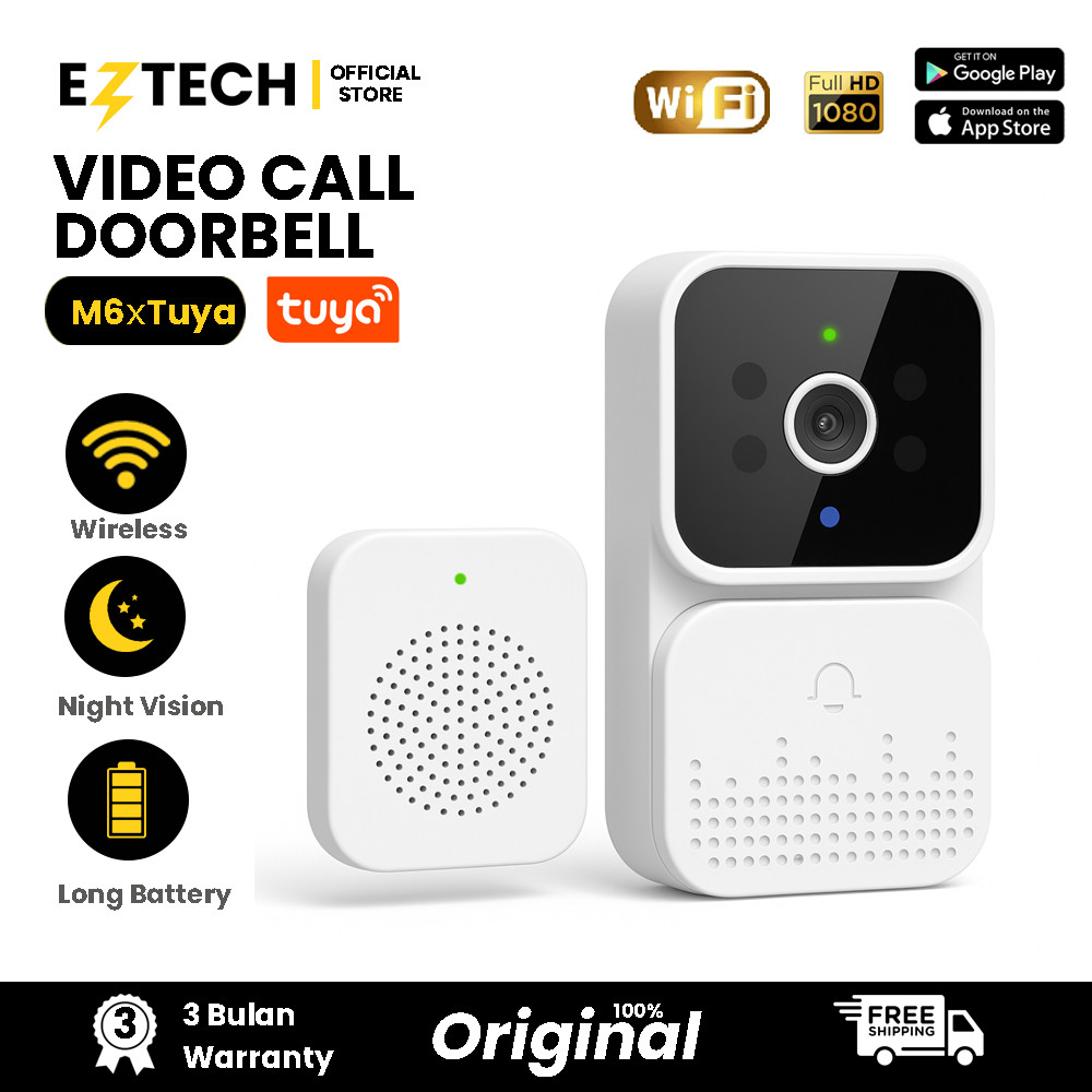 Bel Rumah Wireless Tuya DoorBell Kontrol Ponsel Bel pintu visual WIFI TUYA Smart Doorbell Camera [TU