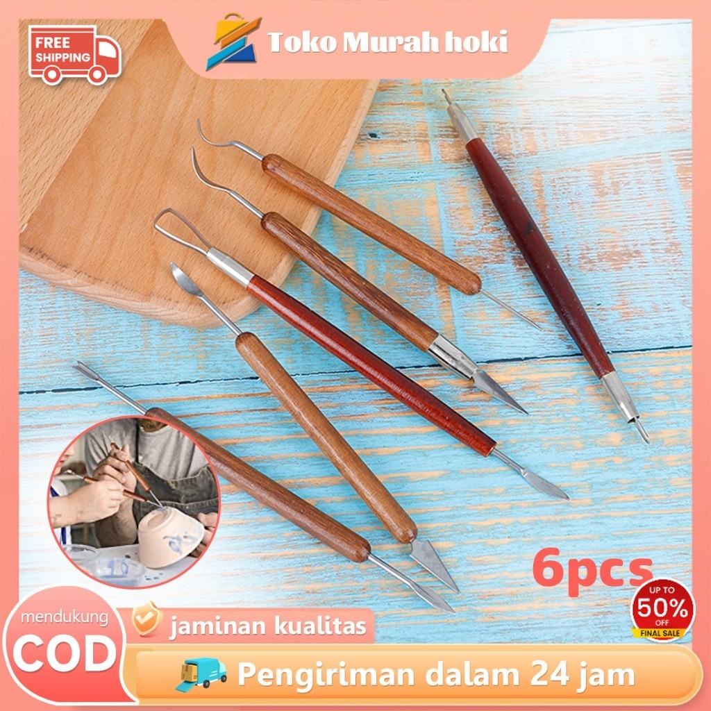 

6pcs Alat Ukir Clay Pahat Seni Peralatan Lengkap Clay Sculpting Tools Untuk Patung Tanah Liat