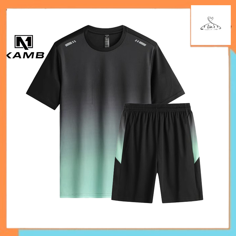 Outfit olahraga KAMB setelan baju joging olahraga pria/celana badminton pria