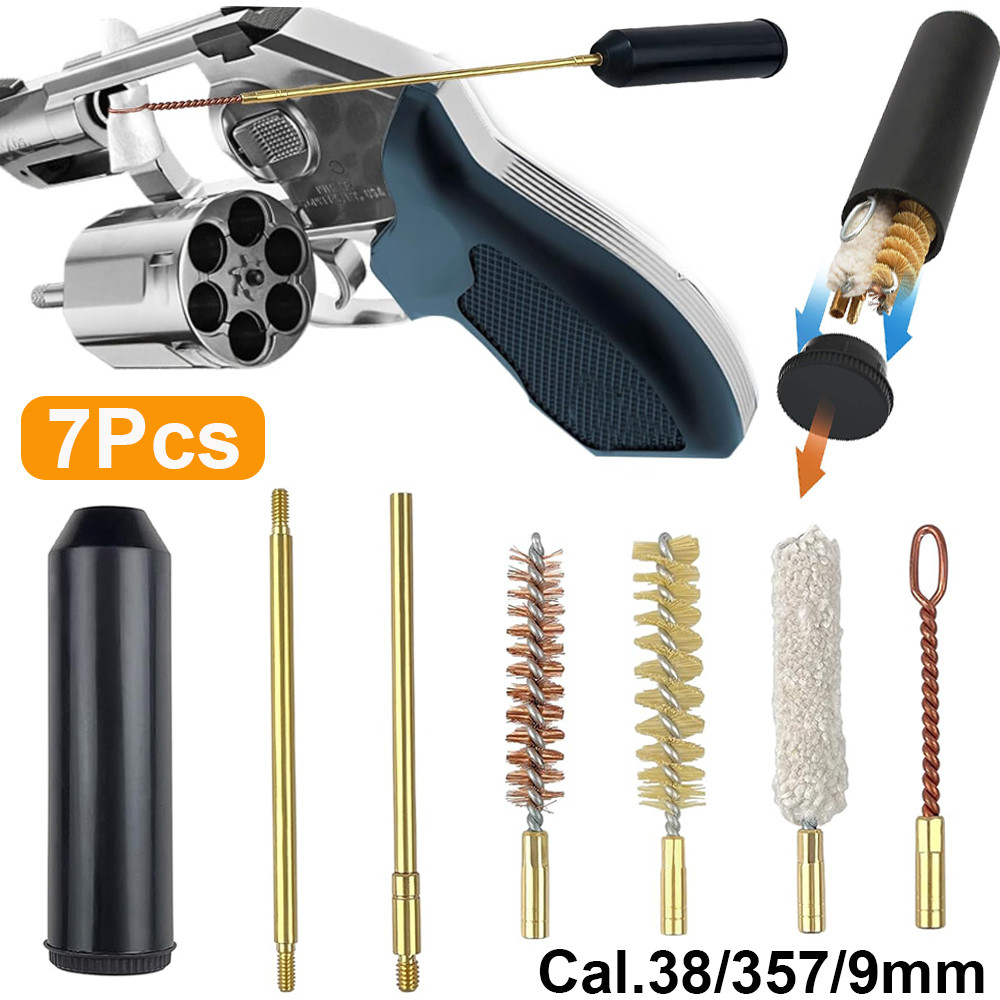 9mm Pistol Cleaning Kit 7Pcs Hand Gun Bore Brush for Cal.38/357/9mm Gun Cleaning Rod Barrel Brush Bo