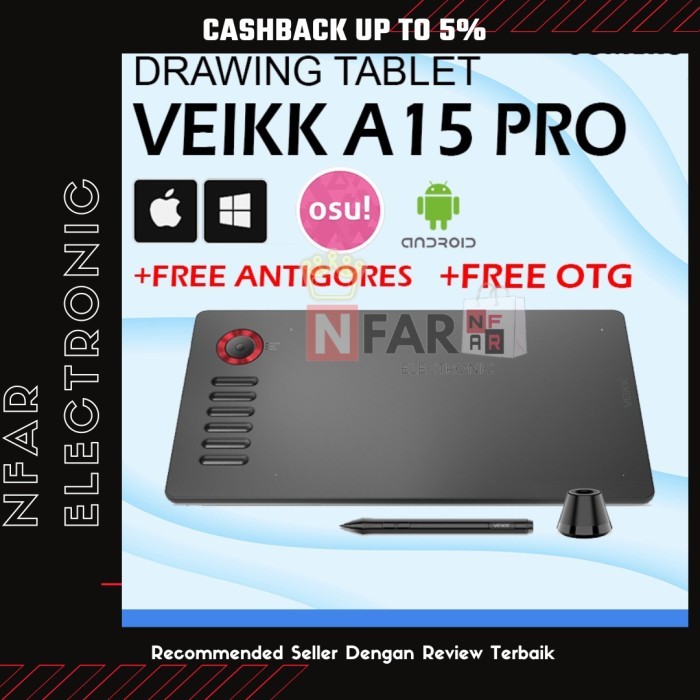 VEIKK A15 PRO Digital Graphic Drawing Pen Tablet OSU 8192 Pressure