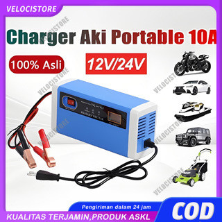 Charger Aki Mobil & Motor 12-24V 10A/20A Dengan LCD Dan Chip Pintar – Charger Aki Portable Digital