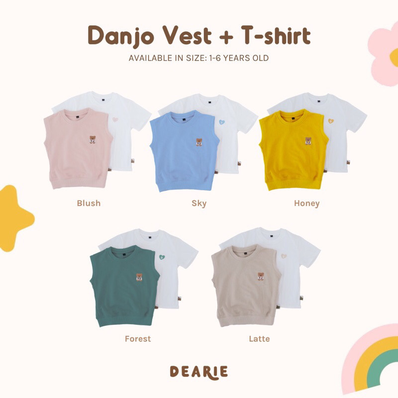 TARIMARSHOP DEARIE - Danjo Vest + T-shirt - baju atasan outer rompi anak
