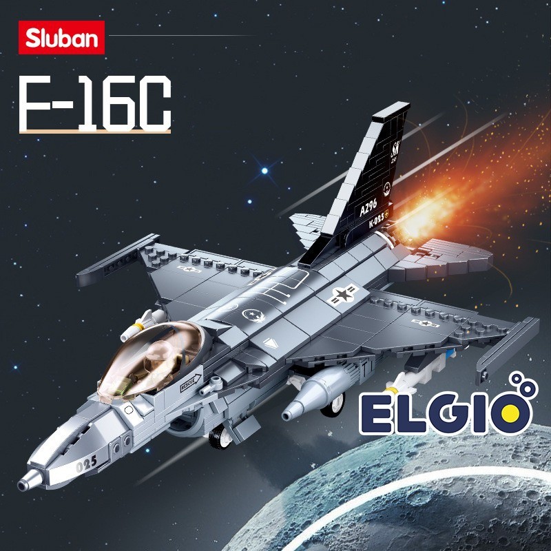 Terlaris Sluban Bricks Pesawat Jet Perang Falcon Fighter F16C M38 B0891