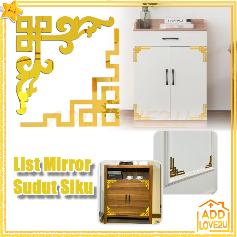 Mega Decoration List Gold Dekorasi Moulding Akrilik Gold Miror/List Mirror Sudut Siku/List Mirror Wa
