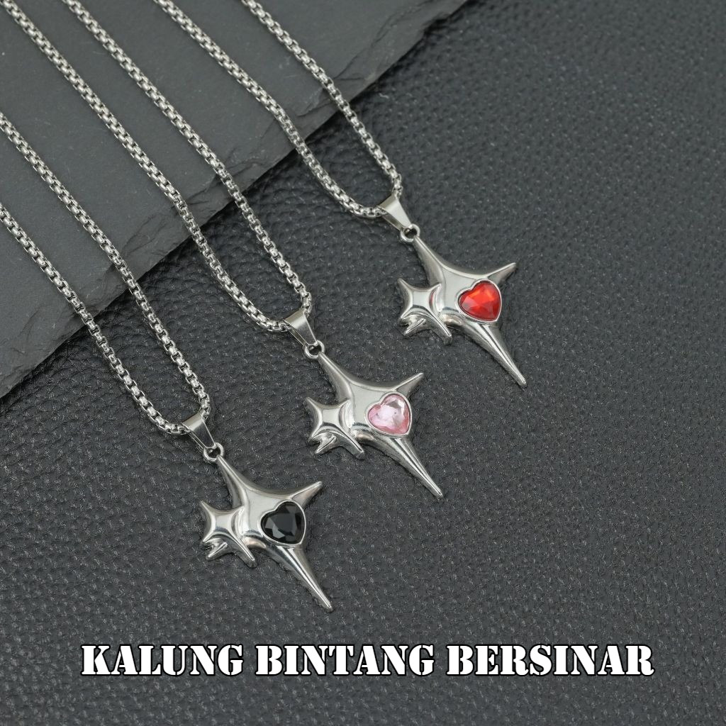 Kalung Couple TItanium Baja Bintang Hati Untuk Sahabat Pasangan Hadiah