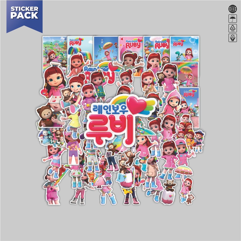 [100PCS]Stiker Pack Stiker Rainbow Ruby Cartoon Aesthetic Vinyl Anti Air Dekorasi Sticker Laptop Buk