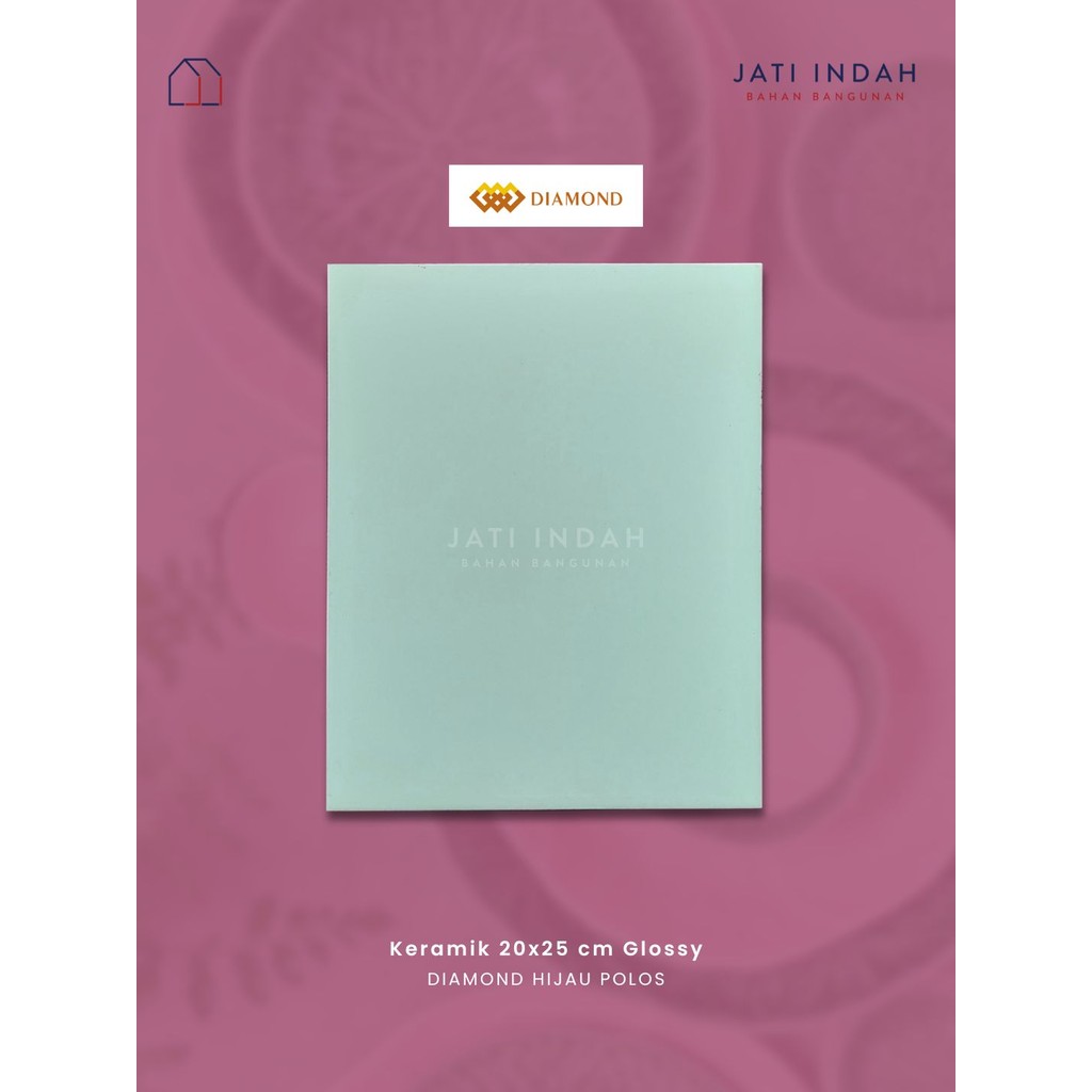 Keramik Dinding Glossy Flat 20x25 cm Diamond Hijau Pastel Polos (Hijau Telur Bebek)