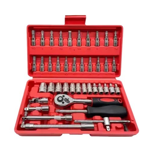 Kunci Sok Kunci Shock 46 pcs Mobil Motor Lengkap Socket Tool Kit set Pas Ring Motor Mobil KUNCI SOK 