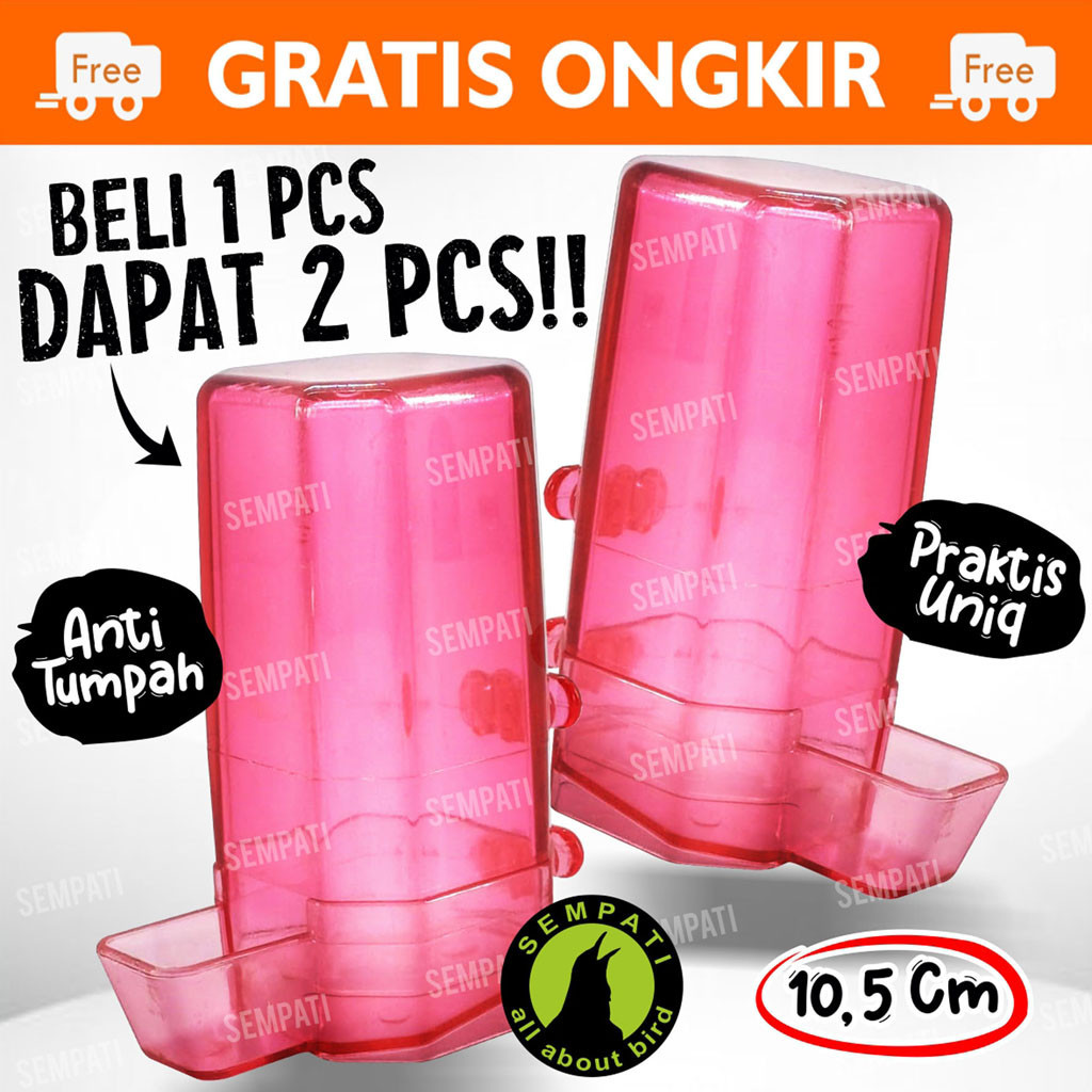 SEMPATI Cepuk Tabung Dispenser Isi 2 Pcs Pasang Dalam Sangkar Kandang Burung Lovebird Kenari Kacer P