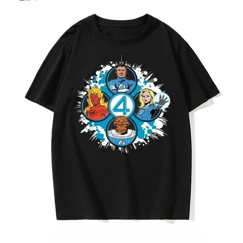 Baru Marvel Genuine Fantastic 4 Kaos Lengan Pendek Marvel Super British Fantastic 4 Kaos Leher Bulat