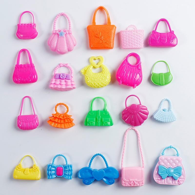 4 Pcs/ Set Cute Bags Colorful Shoulder Handbag Doll Accessories For Barbie Doll Baby Girl Kids Toy G