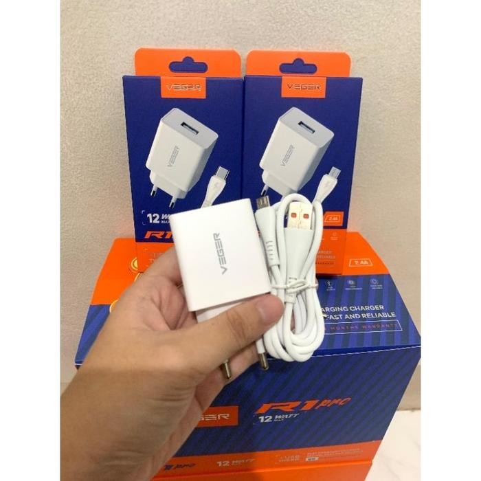 PROMO VEGER R1 PRO CHARGER KABEL MICRO/TYPE-C (1 BOKS ISI 12 PCS) 2.4A - R1 PRO MICRO