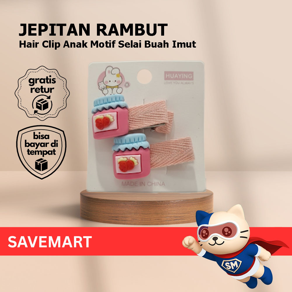 Jepitan Rambut Cantik 1Set Isi 2 Jepit Rambut Karakter Selai Strawberry Jepitan Aksesoris Rambut Str